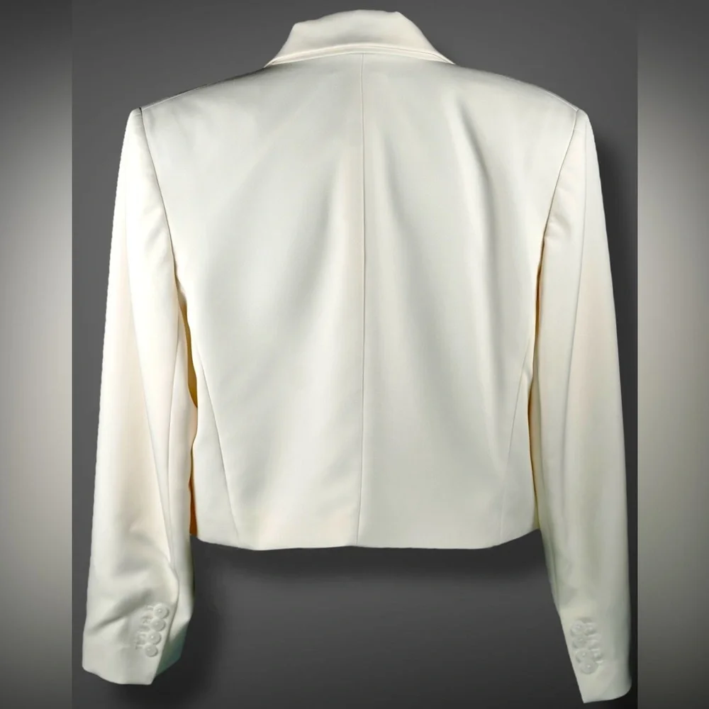 Express Women’s Ivory Cropped Blazer Tailored One Button Jacket Size XL